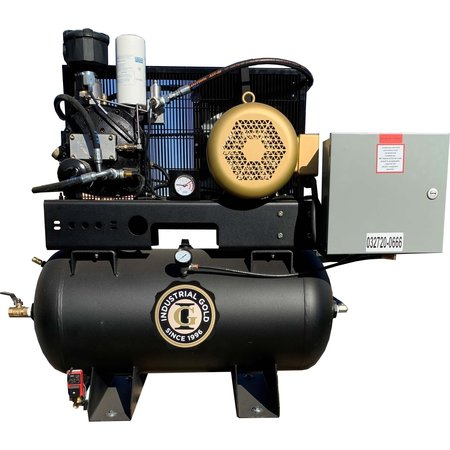 INDUSTRIAL GOLD 5hp, 1 phase, 208-230V, Open Frame, 30 Gallon Horzontal Tank 200PSI R51H33